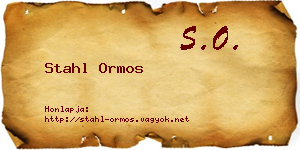 Stahl Ormos névjegykártya